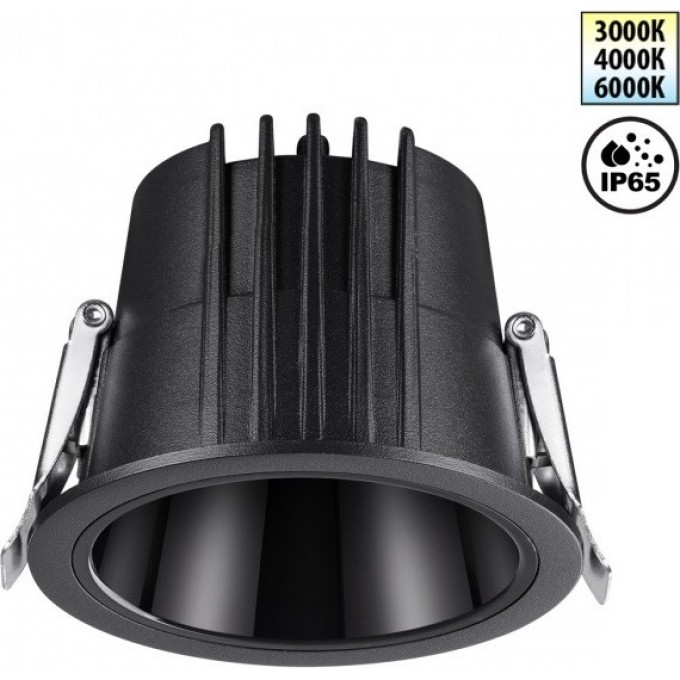 Светильник встраиваемый NOVOTECH LANG 359425 SPOT NT24 000 IP65 LED 10W 170-265V 3000К\4000К\6000К с переключателем цветовой температуры черный NV-359425