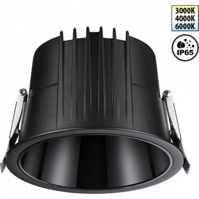 Светильник встраиваемый NOVOTECH LANG 359429 SPOT NT24 000 IP65 LED 20W 170-265V 3000К\4000К\6000К с переключателем цветовой температуры черный NV-359429