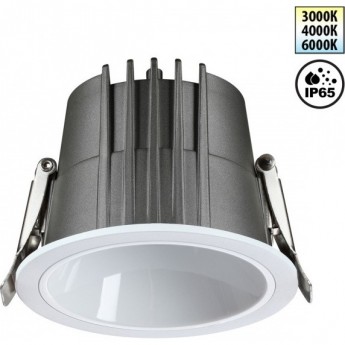 Светильник встраиваемый NOVOTECH LANG IP65 LED 10W 170-265V 3000К\4000К\6000К 359424 SPOT NT24 000 с переключателем цветовой температуры белый