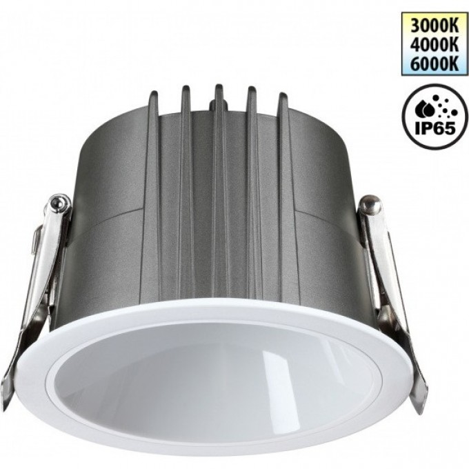 Светильник встраиваемый NOVOTECH LANG IP65 LED 15W 170-265V 3000К\4000К\6000К 359426 SPOT NT24 000 с переключателем цветовой температуры белый NV-359426