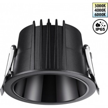 Светильник встраиваемый NOVOTECH LANG IP65 LED 15W 170-265V 3000К\4000К\6000К 359427 SPOT NT24 000 с переключателем цветовой температуры черный