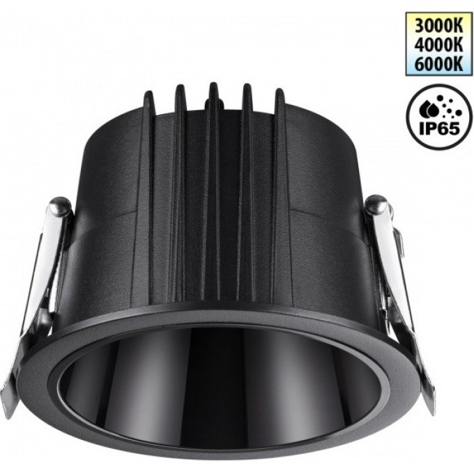 Светильник встраиваемый NOVOTECH LANG IP65 LED 15W 170-265V 3000К\4000К\6000К 359427 SPOT NT24 000 с переключателем цветовой температуры черный NV-359427